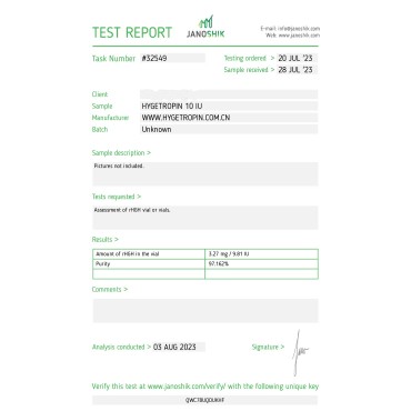 Hygetropin 100 IU (USA) Pharmaceutical